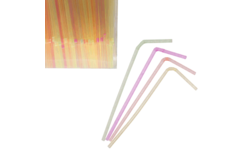 Трубочки со сгибом неоновые L= 21см (1000шт); пластик; D=0,5, L=21см; разноцветные.